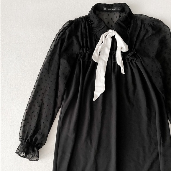 ZARA Swiss Dot Contrast Dress - Picture 1 of 11